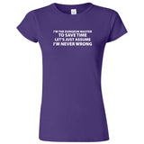  "I'm the Dungeon Master, Just Assume I'm Never Wrong" women's t-shirt Purple