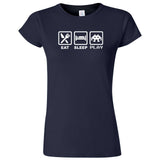  "Eat, Sleep, Play - Space Aliens" women's t-shirt Navy Blue