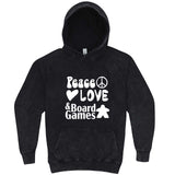  "Peace, Love, and Board Games" hoodie, 3XL, Vintage Black