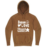  "Peace, Love, and Board Games" hoodie, 3XL, Vintage Camel