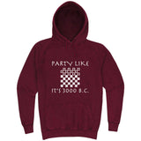  "Party Like It's 3000 B.C. - Checkers" hoodie, 3XL, Vintage Brick