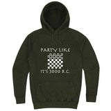  "Party Like It's 3000 B.C. - Checkers" hoodie, 3XL, Vintage Olive