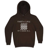  "Party Like It's 3000 B.C. - Checkers" hoodie, 3XL, Chestnut