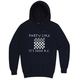  "Party Like It's 3000 B.C. - Checkers" hoodie, 3XL, Navy