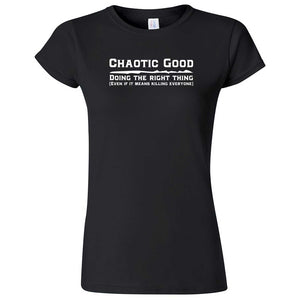  "Chaotic Good, Doing the Right Thing" women's t-shirt Black