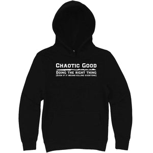  "Chaotic Good, Doing the Right Thing" hoodie, 3XL, Black