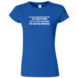  "I'm the Dungeon Master, Just Assume I'm Never Wrong" women's t-shirt Royal Blue