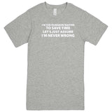 "I'm the Dungeon Master, Just Assume I'm Never Wrong" men's t-shirt Heather Grey