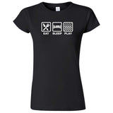  "Eat, Sleep, Play - Checkers" women's t-shirt Black