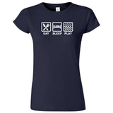  "Eat, Sleep, Play - Checkers" women's t-shirt Navy Blue