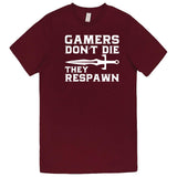  "Gamers Don't Die, They Respawn" men's t-shirt Burgundy
