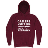  "Gamers Don't Die, They Respawn" hoodie, 3XL, Vintage Brick