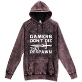  "Gamers Don't Die, They Respawn" hoodie, 3XL, Vintage Cloud Black
