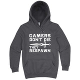  "Gamers Don't Die, They Respawn" hoodie, 3XL, Storm