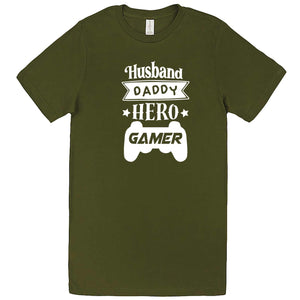  "Husband, Daddy, Hero, Gamer" men's t-shirt Army Green