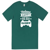  "Husband, Daddy, Hero, Gamer" men's t-shirt Teal