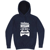  "Husband, Daddy, Hero, Gamer" hoodie, 3XL, Vintage Denim