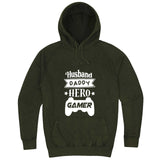  "Husband, Daddy, Hero, Gamer" hoodie, 3XL, Vintage Olive