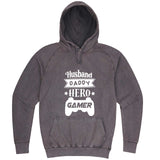  "Husband, Daddy, Hero, Gamer" hoodie, 3XL, Vintage Zinc