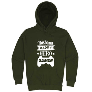  "Husband, Daddy, Hero, Gamer" hoodie, 3XL, Vintage Black