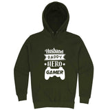  "Husband, Daddy, Hero, Gamer" hoodie, 3XL, Army Green