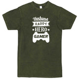  "Husband, Daddy, Hero, Gamer" men's t-shirt Vintage Olive