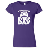  "I Workout Every Day, Video Gamer" women's t-shirt Purple