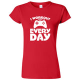  "I Workout Every Day, Video Gamer" women's t-shirt Red