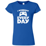  "I Workout Every Day, Video Gamer" women's t-shirt Royal Blue
