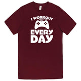  "I Workout Every Day, Video Gamer" men's t-shirt Burgundy