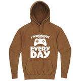  "I Workout Every Day, Video Gamer" hoodie, 3XL, Vintage Camel