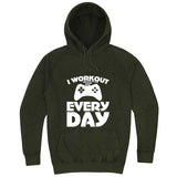  "I Workout Every Day, Video Gamer" hoodie, 3XL, Vintage Olive
