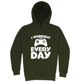  "I Workout Every Day, Video Gamer" hoodie, 3XL, Army Green