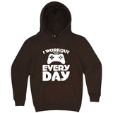  "I Workout Every Day, Video Gamer" hoodie, 3XL, Chestnut