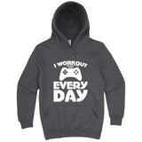  "I Workout Every Day, Video Gamer" hoodie, 3XL, Storm
