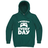  "I Workout Every Day, Video Gamer" hoodie, 3XL, Teal