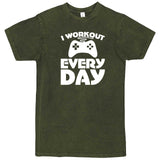  "I Workout Every Day, Video Gamer" men's t-shirt Vintage Olive