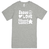  "Peace, Love, and Board Games" men's t-shirt Heather Grey
