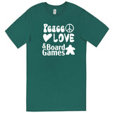  "Peace, Love, and Board Games" men's t-shirt Teal