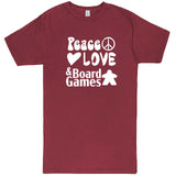  "Peace, Love, and Board Games" men's t-shirt Vintage Brick