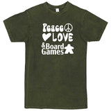  "Peace, Love, and Board Games" men's t-shirt Vintage Olive