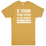  "If Found, Please Return to the Nearest Board Game Café" men's t-shirt Vintage Mustard