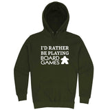 "I'd Rather Be Playing Board Games" hoodie, 3XL, Army Green