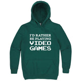  "I'd Rather Be Playing Video Games" hoodie, 3XL, Teal