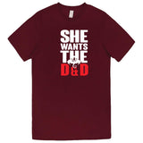  "She Wants the D&D" men's t-shirt Burgundy