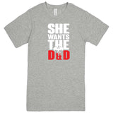  "She Wants the D&D" men's t-shirt Heather Grey