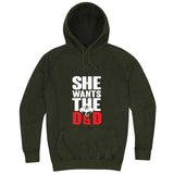  "She Wants the D&D" hoodie, 3XL, Vintage Olive