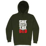  "She Wants the D&D" hoodie, 3XL, Army Green