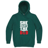  "She Wants the D&D" hoodie, 3XL, Teal