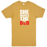  "She Wants the D&D" men's t-shirt Vintage Mustard